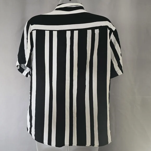 DENIM & FLOWER Ricky Singh Black and White Striped Shirt - Picture 2 of 4